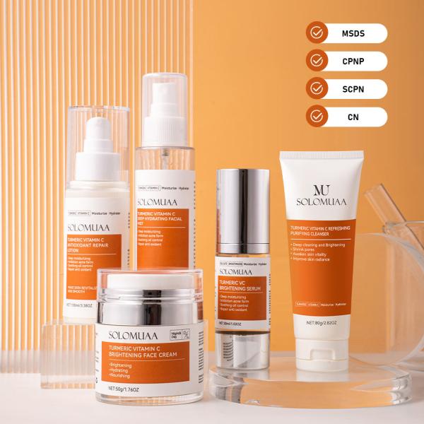 Collagen Anti-aging Face Cleanser Serum Facial Moisturizer Cream Skin Care Set Private Label 5pcs Turmeric Skincare Products