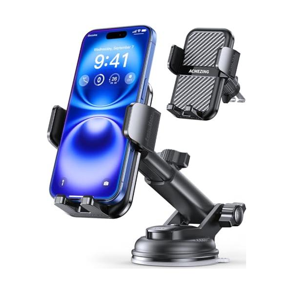 ACMEZING-Soporte3en1parateléfonodeautomóvil,ventosaysoporteparasalpicaderodeventilación|122+LBSStrongestSuction&StableClampArm,360°AdjustableCellPhoneMountFitsAllSmartphones&CarModels