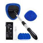 AstroAI-Limpiadordeparabrisas,limpiadordemicrofibraparaventanasdeautomóvilescon4almohadillasdemicrofibrareutilizables,lavablesymangoextensible,setdelimpiaparabrisasparaelinteriordelautomóvil,azul|ExtendableHandle,4ReusableMicrofiberPads,Streak&Lint-free,A