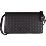 Gucci Women's Leather Micro GG Guccissima Mini Crossbody Wallet Bag Purse (Black)