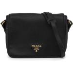 Prada Vitello Phenix Nero Black Pattina Shoulder Messenger Bag 1BD091
