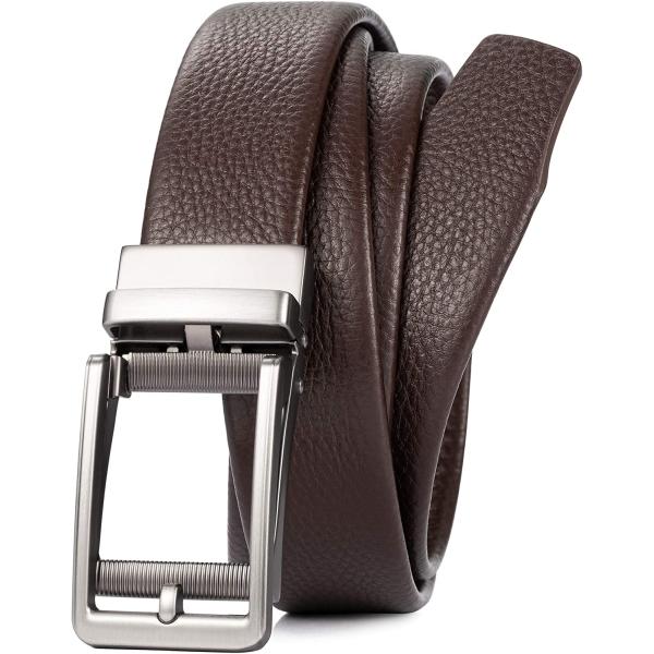 WOLFANT Ratchet Belt for Men,1 3/8" Genuine Leather Dress Belt with Sliding Buckle