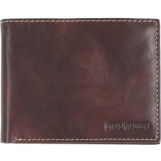 Steve Madden Men's Leather RFID Wallet Extra Capacity Attached Flip Pocket
