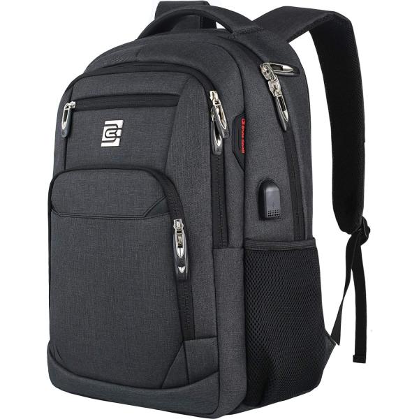Laptop Backpack,Business Travel Anti Theft Slim Durable Laptops Backpack with USB Charging Port,Water Resistant College School Computer Bag for Women & Men Fits 15.6 Inch Laptop and Notebook - Black