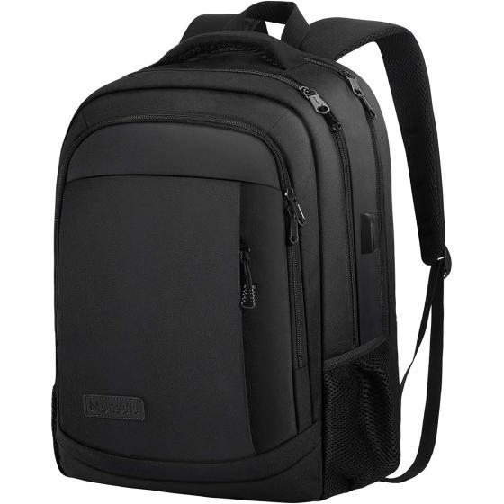 Monsdle Travel Laptop Backpack Anti Theft Water Resistant Backpacks School Computer Bookbag with USB Charging Port for Men Women College Students Fits 15.6 Inch Laptop (Black)