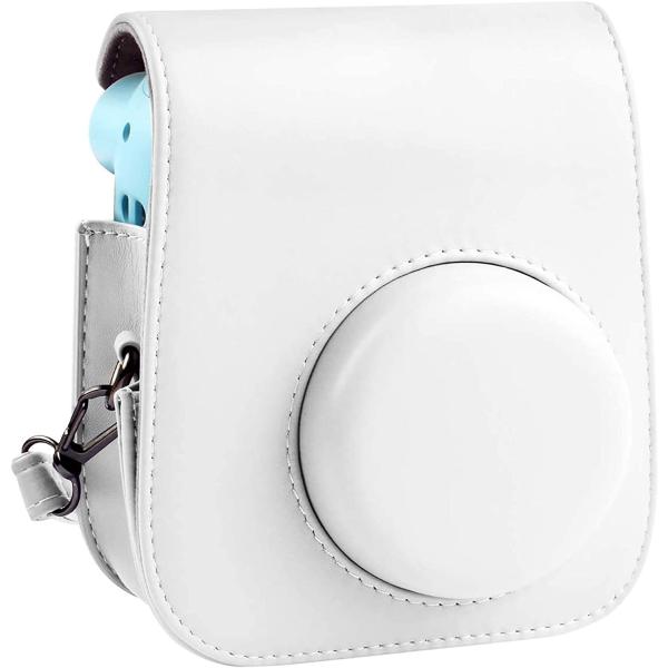 Protective & Portable Case Compatible with Fujifilm for Instax Mini 12/11 Instant Camera with Accessories Pocket and Adjustable Strap. (Ice White)