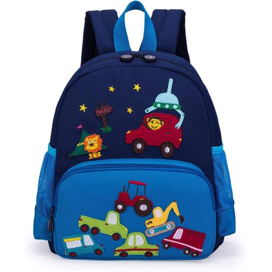 willikiva Cute Zoo Little 3d Backpack Kids Backpack for Boys and Girls Toddler Backpack Waterproof Preschool (Blue Car)
