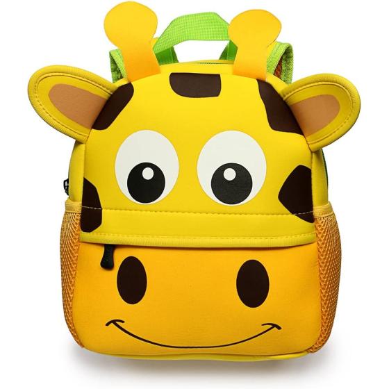 Hipiwe Little Kid Toddler Backpack Baby Boys Girls Kindergarten Pre School Bags Cute Neoprene Cartoon Backpacks for Children 1-3 Years Old,Size 9.45"x3.54"x9.84"(Giraffe)