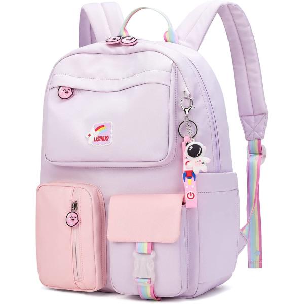 AUOBAG Kids Backpacks Girls Backpack for Girl Elementary School Bags Bookbags For Teen Suitable For Children Aged 7-15 (Purple)