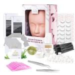LANKIZ Eyelash Extension Kit, 21PCs Lash Practice Kit, Lash Kit for Eyelash Extensions Beginners, Eyelash Extension Supplies with Lash Mannequin Head for Training Makeup Practice