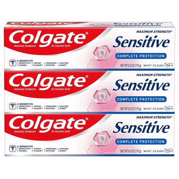 Colgate Sensitive Toothpaste, Complete Protection, Mint - 6 Ounce (Pack of 3)