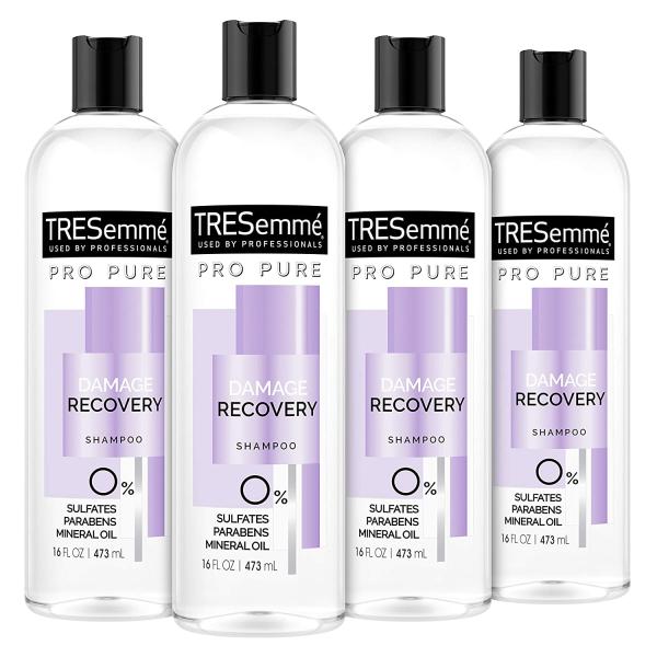 TRESemmé Pro Pure Shampoo for Damaged Hair Damage Recovery Sulfate, Paraben and Dye Free, 16 Fl Oz (Pack of 4)
