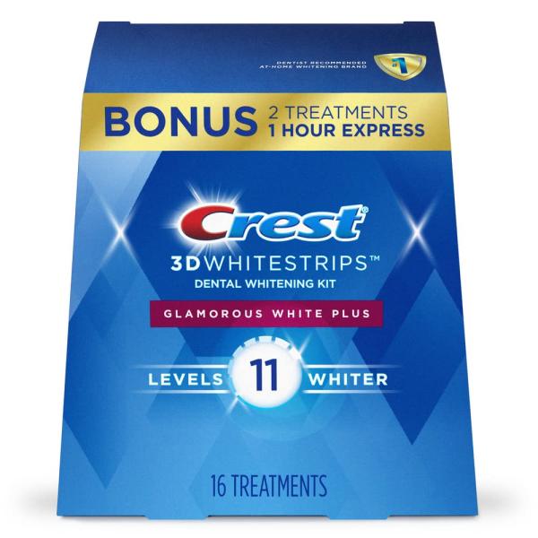 Crest 3D Whitestrips, Glamorous White, Teeth Whitening Strip Kit, 32 Strips (16 Count Pack) -Packaging may vary