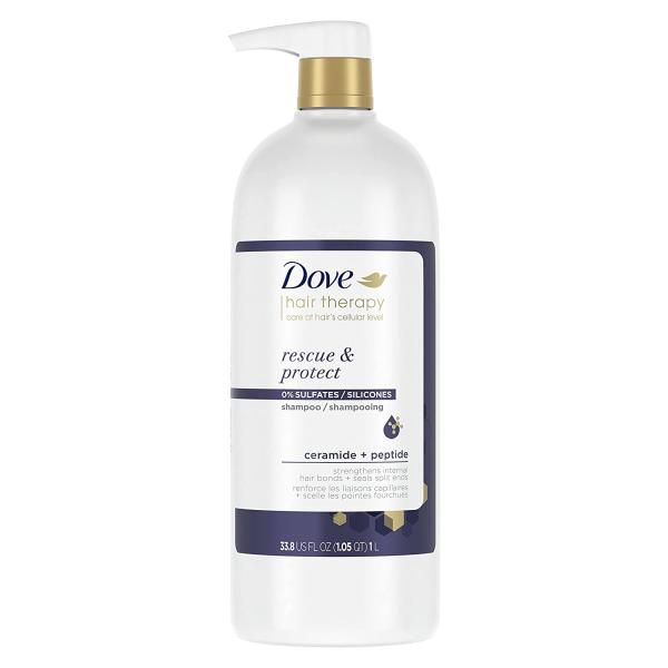 Dove Hair Therapy Shampoo Hair Care For Split Ends and Damaged Hair Rescue and Protect Therapy Sulfate Free Shampoo 33.8 oz