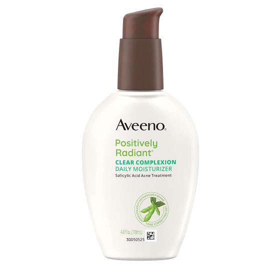 Aveeno Clear Complexion Salicylic Acid Acne-Fighting Daily Face Moisturizer for Breakout-Prone Skin & Uneven Tone, Total Soy Complex, Oil-Free, Hypoallergenic & Non-Comedogenic, 4 fl. oz