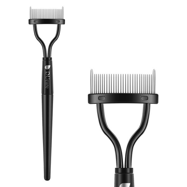 Eyelash Comb Eyebrow Brush DUcare Eyelash Separator Mascara Applicator Eyelash Definer with Comb Cover Arc Designed Cosmetic Brushes Tool Black
