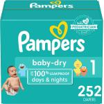 Diapers Size 1/Newborn, 252 Count - Pampers Baby Dry Disposable Baby Diapers (Packaging & Prints May Vary)