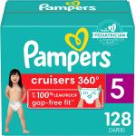 Diapers Size 5, 128 Count - Pampers Pull On Cruisers 360° Fit Disposable Baby Diapers with Stretchy Waistband, (Packaging & Prints May Vary)