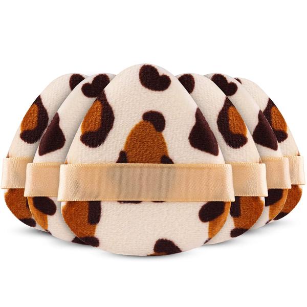 Foonbe Triangle Powder Puff For Loose Powder & Liquid Cosmetic, Soft Plush Powder Puff, Makeup Foundation Puff Makeup Tool (Leopard Print)