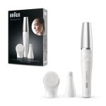Braun Face Epilator Facespa Pro 910, Facial Hair Removal for Women, Hair Removal Device, Epilator for Women, 2 in 1 Epilating and Cleansing Brush