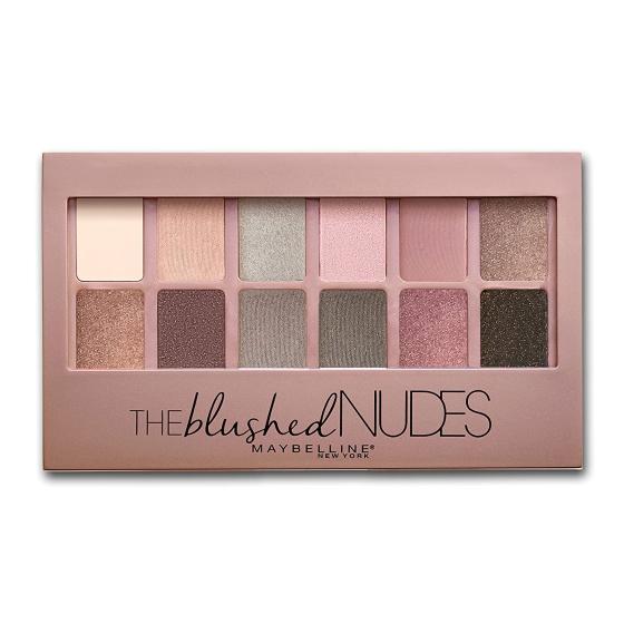 Maybelline The Blushed Nudes Eyeshadow Palette, Includes 12 Pigmented Shades and 2 Double Ended Eye Makeup Applicators, 1 Count