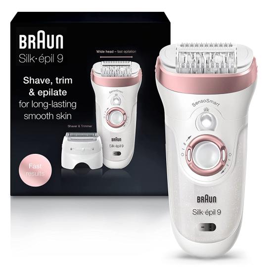 Braun Epilator Silk-épil 9 9-720, Hair Removal Device, Epilator for Women, Wet & Dry, Womens Shaver & Trimmer, Cordless, Rechargeable