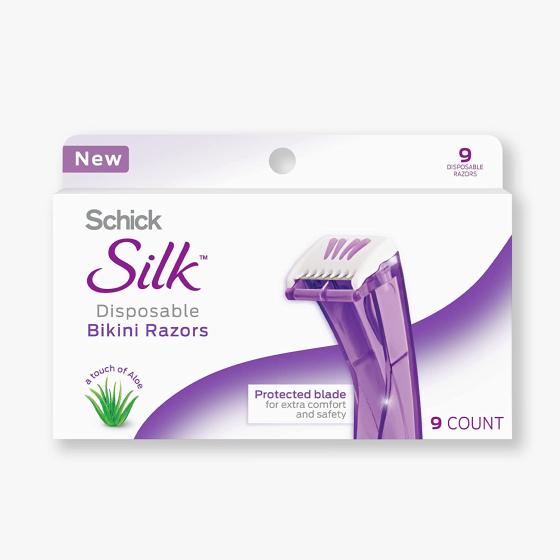 Schick Silk Bikini Razor, 9 Count | Bikini Shaver, Pubic Hair Razor for Women | Disposable Razors for Women, Bikini Trimmer