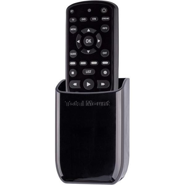 TotalMount Hole-Free Remote Holder – Eliminates Need to Drill Holes in Your Wall (Black Remote Control Holder, Quantity 1)