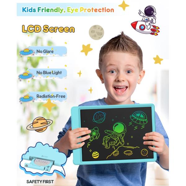 FLUESTON LCD Writing Tablet Doodle Board, Toys for 3 4 5 6 7 8 Year Old Girls Boys, Drawing Pad for Kids, 10 Inch Colorful Electronic Board Drawing Tablet Gifts for Toddler Educational Learning Travel