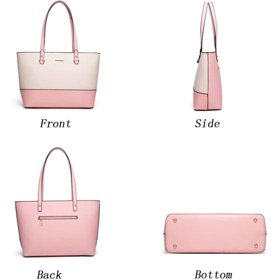 Women Fashion Synthetic Leather Handbags Tote Bag Shoulder Bag Top Handle Satchel Purse Wallet Set 4pcs