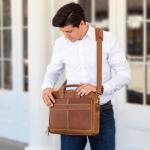 Luxorro Full Grain Leather Briefcases For Men， Handcrafted Leather Laptop Bag For Men， Our Leather Bags For Men Come In A Beautiful Gift Box， Perfect Christmas Gifts For Men， Brown， Fits 15.6" Laptop