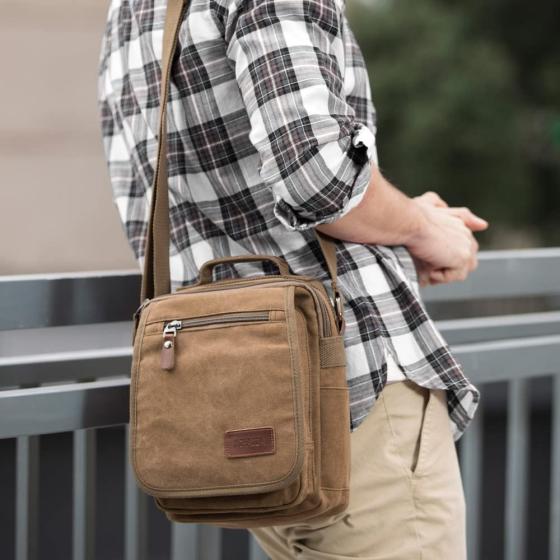 XINCADA Mens Bag Messenger Bag Canvas Shoulder Bags Travel Bag Man Purse Crossbody Bags for Work Business