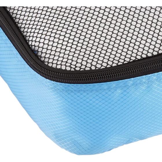 Amazon Basics 4 Piece Packing Travel Organizer Cubes Set - Medium， Sky Blue