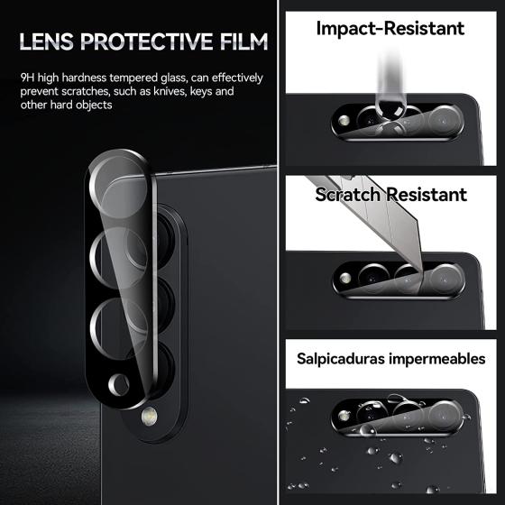 CENMASO [6-in-1]] for Samsung Galaxy Z Fold 4 Screen Protector,2 Pack Front Inner Screen + 2 Pack Tempered Glass Camera Lens Protector TPU 3D Soft Protective Film for Samsung Z Fold 4-Transparent