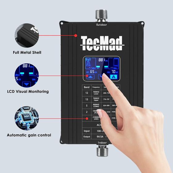 Cell Phone Signal Booster for Home Office Rural Area Up to 6000 sq ft,Boost 4G LTE 5G Signal on Band 2/4/5/12/13,Cell Signal Booster Kit Support Verizon, AT&T, T-Mobile, Sprint & More | FCC Approved