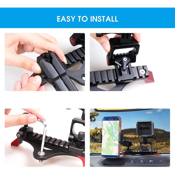 Sukemichi Universal Multifunctional Mobile Phone Holder + Camera Mount for Ford Bronco Accessories 2021 2022 2 Door & 4 Door, Aluminum Slide Rail, Flexible Angle