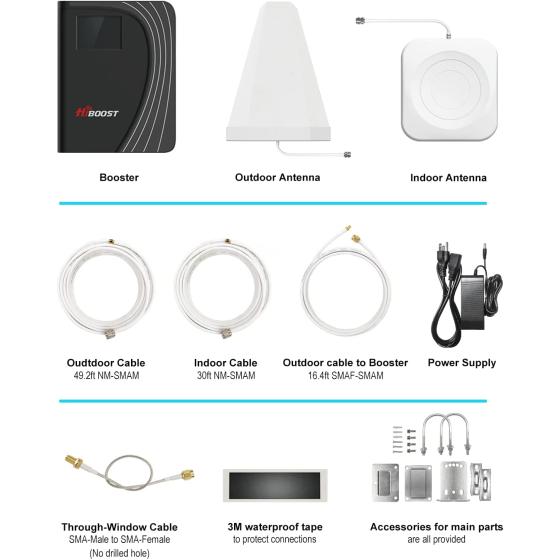 Hiboost Home MultiRoom - Cell Phone Signal Booster | Boosts 4G LTE & 5G up to 6,000 sq ft for All U.S. Carriers - Verizon, AT&T, T-Mobile & More | Touch Screen Monitor with 2 Antennas| FCC Approved