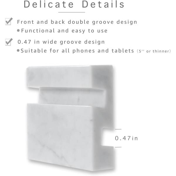JIMEI Marble Cell Phone Stand Holder for Desk Counter， Table or Nightstand Portable Universal Desk Stand for All Mobile Smart Phone Tablet Display Marble Office Desk Accessories