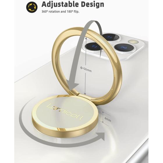 Phone Ring Holder， Lamicall Finger Ring Stand : Universal Cell Phone Cradle Kickstand Compatible with iPhone 13 12 11 Pro Xs Max XR X 8 7 6 6s Plus， Galaxy S21 S20 S10， All Android Smartphone - Gold
