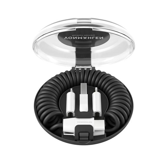 VONMÄHLEN Allroundo All-in-One 6-in-1 Charging Cable with 5 Ports - Micro USB, USB-C - for Mobile Phones and Mobile Devices - Compatible with iPhone, Samsung, Huawei, etc - Black