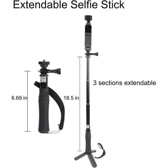 Pellking Accessories Kit for OSMO Pocket/Pocket 2,Including Handheld Mount Adapter Tripod Case,Hard Shell case,Selfie Stick,Chest Mount,Mobile Phone Holder,Strap Clip and More
