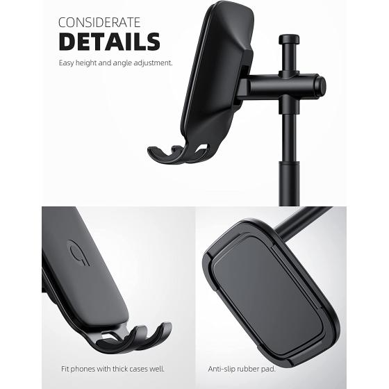 Lamicall Cell Phone Stand, Desk Phone Holder Height Angle Adjustable Mobile Phone Stand, Cradle, Dock for Desktop, Office, Compatible with All 4-10'' Smartphones, Tablets - White
