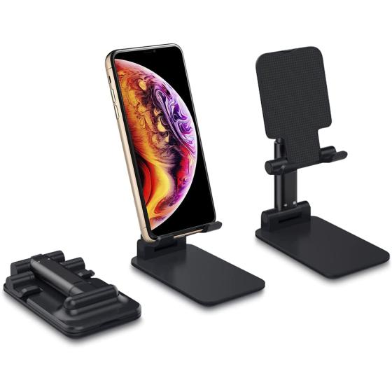 PEPPER JOBS Cell Phone Stand, Angle Height Adjustable Cell Phone Stand for Desk, Foldable Cell Phone Holder, Cradle, Dock, Tablet Stand, Case Friendly Compatible with All Mobile Phone/Kindle/Switch