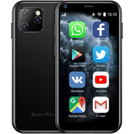 SOYES XS11 3G Mini Smartphone 2.5Inch WiFi GPS China Mobile RAM 1GB ROM 8GB Quad Core Android Cell Phones 3D Glass Slim Body HD Camera Dual Sim Google Play Cute Smartphone (Black)