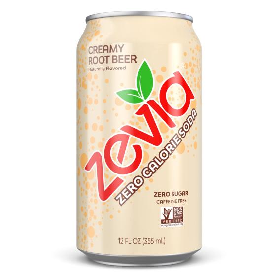 Zevia Zero Calorie Soda， Creamy Root Beer， 12 Ounce Cans (Pack of 20)