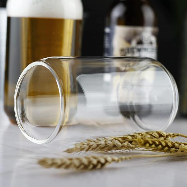 BaveL Large Beer glasses,20 oz Can Shaped Beer Glasses Set of 4,Elegant Shaped Drinking Glasses is Ideal Gift,Tumbler Beer Glasses Great for Any Drink and Any Occasion