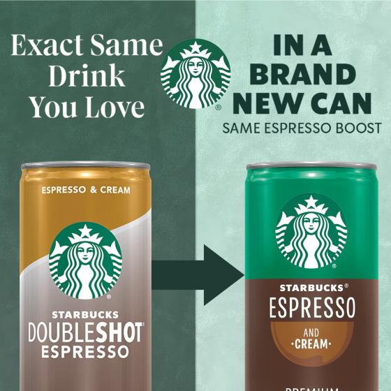 Starbucks Ready to Drink Coffee, Espresso & Cream, 6.5oz Cans (12 Pack) (Packaging May Vary)