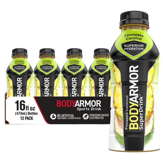 BODYARMOR Sports Drink Sports Beverage, Strawberry Banana, Natural Flavors With Vitamins, Potassium-Packed Electrolytes, Perfect For Athletes, 16 Fl Oz (Pack of 12)