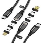 YKZ 3 in 1 Magnetic C to C Cable 4 Pack, Magnet Type C to Type C Charging Cable, [3.3FT+6.0FT] PD 60W Fast Charger Nylon Braided Cord for Type C/MicroUSB and i-Product