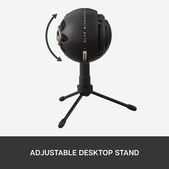 Blue Snowball iCE USB Microphone for PC， Mac， Gaming， Recording， Streaming， Podcasting， with Cardioid Condenser Mic Capsule， Adjustable Desktop Stand and USB cable， Plug 'n Play – Black